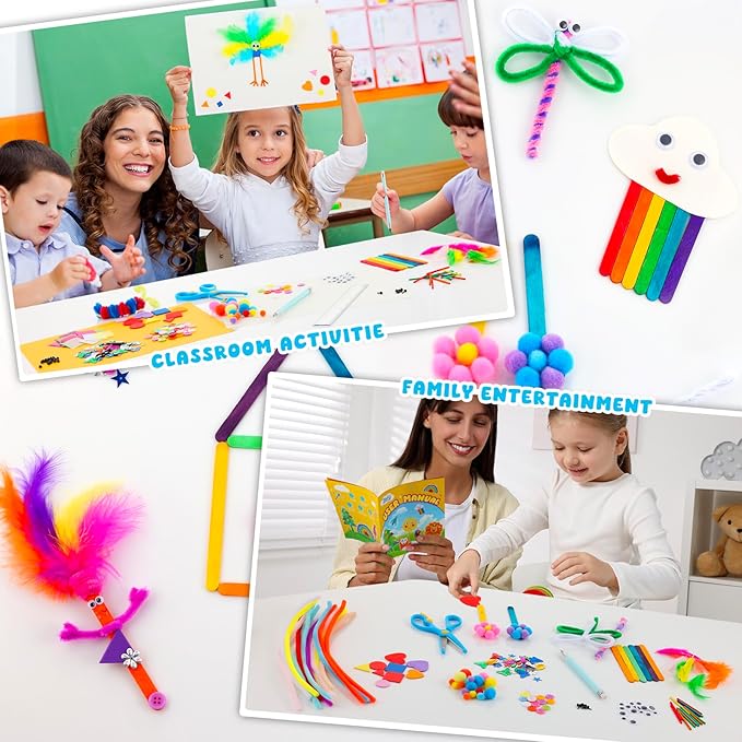 Zefy 3200+ Pcs Arts and Crafts Supplies for Kids, All in One Craft Kits with 12 Crafts Design, DIY School Supplies Kit Craft Box Easter Gifts for Girls Boys Ages 4-12
