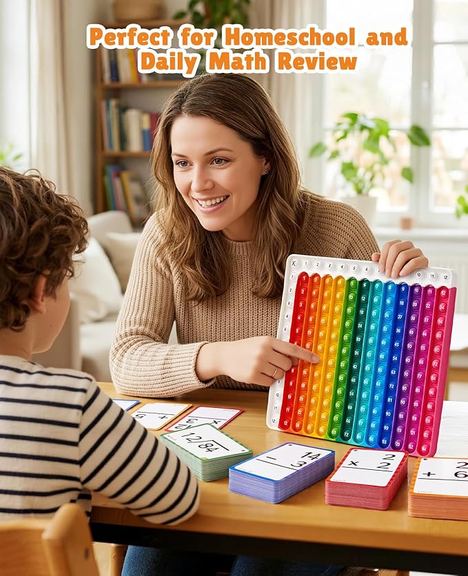 JoyCat Math Flash Cards and Chart for Kids Ages 4-8, 288 Double-Sided Flash Cards for Addition, Subtraction, Multiplication & Division, Interactive Math Learning Tool for Homeschool and Classroom