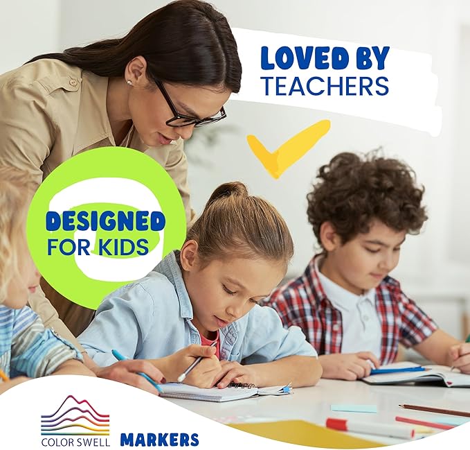Color Swell Washable Bulk Markers 72 Packs 8 Count Vibrant Colors 576 Total Markers Bulk Perfect for Teachers, Kids and Classrooms
