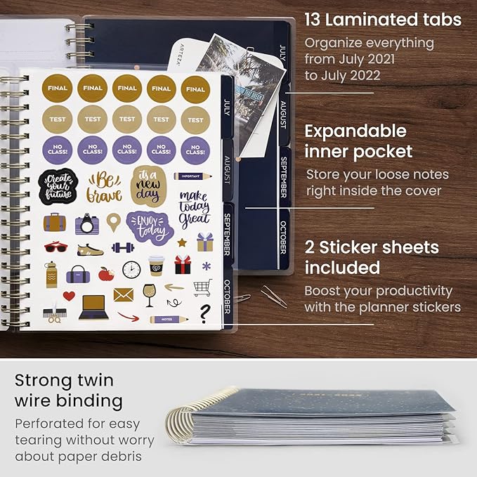 Arteza Academic Planner, 9 x 7 Inches, 113 Sheets, Includes 13-Month Calendar and 2 Sticker Sheets, Constellation Design, Office Supplies and College Essentials for Students and Professors