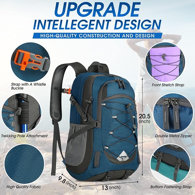 IGOLUMON Hiking Backpack 40L Packable Lightweight Camping Daypack Men Women | Multi-compartment storage Water-resistant Foldable Nylon Material Hiking Day pack for Camping Cycling Outdoor