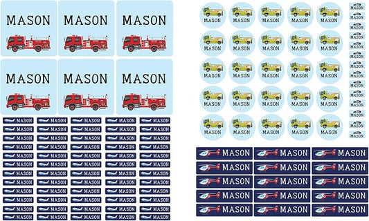 Andaz Press Custom Personalized Waterproof School Name Labels, Calling All Units, 120-Pack, Kids Labels Combo Pack, Customizable Multi-Use Name Stickers for Preschool, Daycare, Supplies, Office