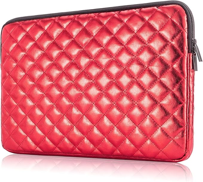 Puffy Laptop Sleeve 11 12 13 13.3 14 15 15.6 inch Case Protective Bag Quilted PU Leather Lined Padded