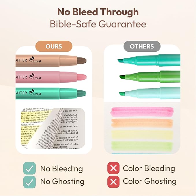 10 Pack Bible Safe Highlighters - Vintage Color, Wax Highlighters No Bleed, Scripture Markers for Journaling, Study Accessories and School Supplies