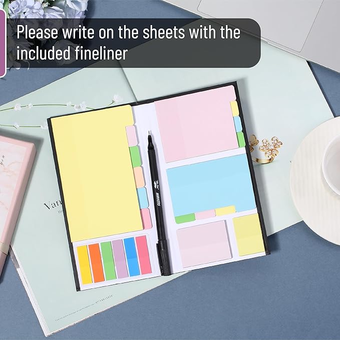 Mr. Pen- Transparent Sticky Notes Set, 380 Pack, Transparent Sticky Notes Tabs with Black Fineliner Pen for Bible Study, Office, School, Planning, Journaling & Organization