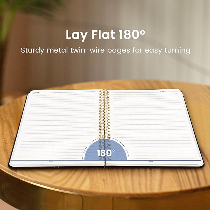Taja Lined Spiral Journal Notebook for Women, A5 Cute College Ruled Hardcover Notebook for Work & Note Taking, Pretty Journal for Writing, 140 Pages, Floral Whispers