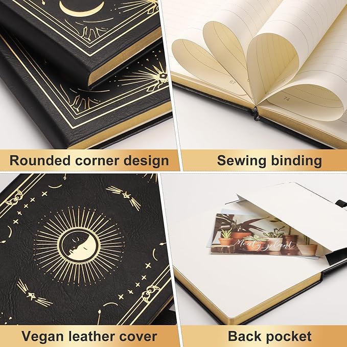 Blank Journal for Women Men, 192 Pages A5 Notebook Journal, Hardcover Notebook with 100Gsm Thick Pages, Leather Note Book for Writing, Travel, Business, Office, Prayer 5.7 x 8.3,Black