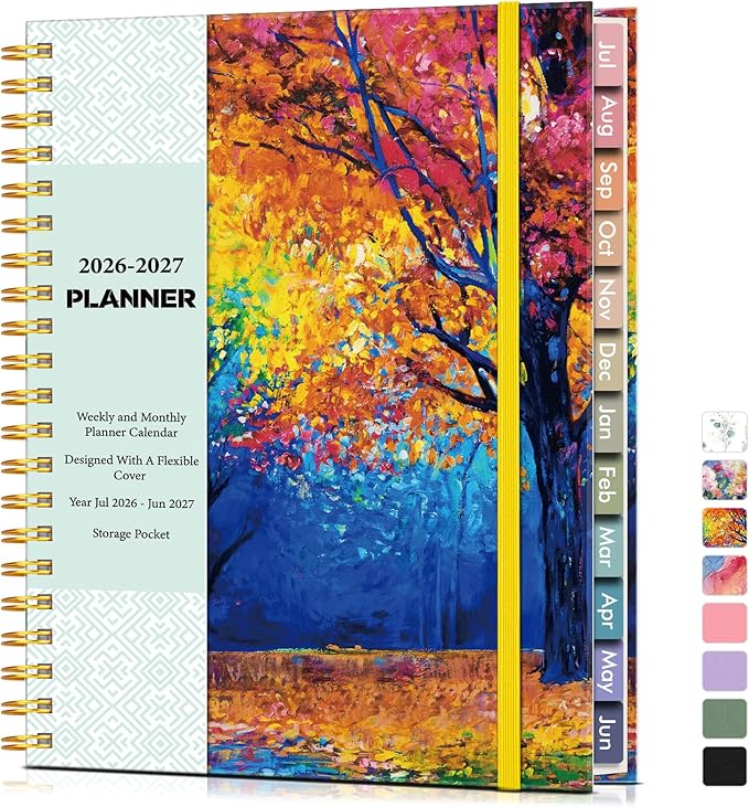 Academic Planner 2026-2027, Weekly and Monthly Calendar Planner from July 2026 - June 2027, 8.5" x 11" A4 Large Daily Agenda Book with Tabs, Flexible Cover, College School Organizer for Student Teacher, Autumn Woods