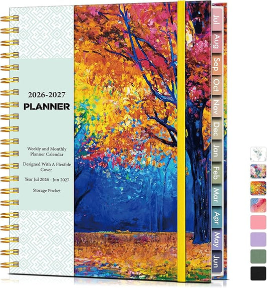 Academic Planner 2026-2027, Weekly and Monthly Calendar Planner from July 2026 - June 2027, 8.5" x 11" A4 Large Daily Agenda Book with Tabs, Flexible Cover, College School Organizer for Student Teacher, Autumn Woods