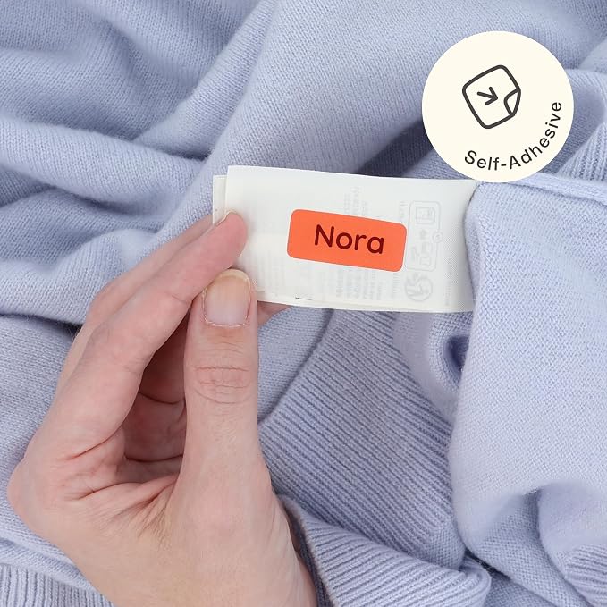 TeddyLabels - Clothing Labels for Nursing Home (60) – Self-Adhesive Name Tags for Clothes and Personal Items. Personalized Labels for Daycare, Nursing Homes, and Laundry Use - Orange