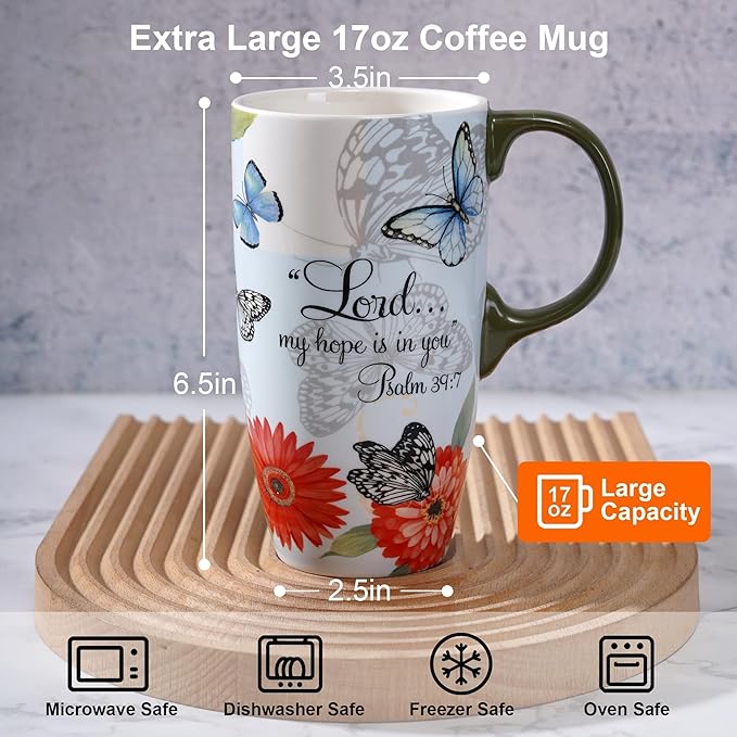 Topadorn 17 OZ. Ceramic Coffee Mug Travel Cup with Handle Sealed Lid and Color Box