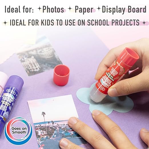 BAZIC Products Scented Glue Sticks, Washable, Assorted Scents 6 Grams, Smooth All Purpose Acid Free Clear Glue Stick for Photos Paper Kids Students at Home School Office (4/Pack), 24-Pack