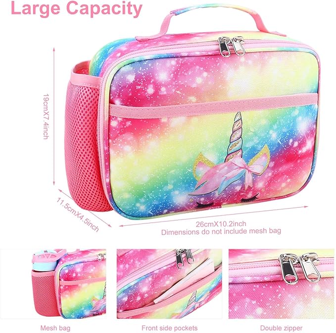 RHCPFOVR Kids Lunch Bag - Insulated Lunch Box for Boys Girls,Washable Lunch Bag and Reusable Toddler Leak-proof Lunchbox for School and Daycare