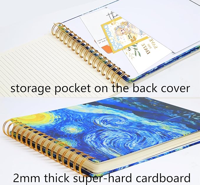 Top Spiral Notebook 8.5x11,Van Gogh Notebooks,Top Steno Notepad 240 Pages, College Ruled, Hardcover Steno Pads, Left-Handed,Spiral Notepads for Work,Office,school supplies Starry Night