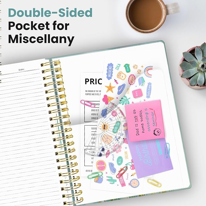 Taja Spiral Notebooks for Work 5 Subject Notebook with Removable Dividers