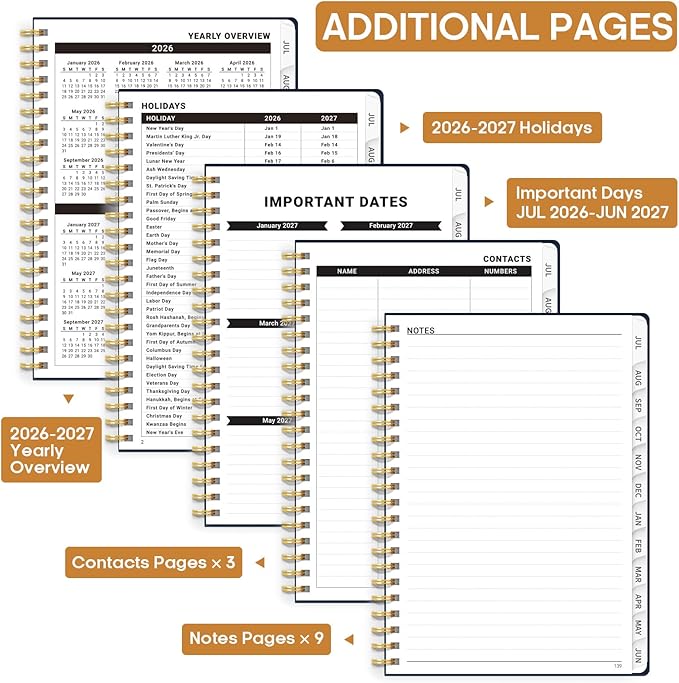 Academic Planner 2026-2027, Weekly and Monthly Calendar Book, July 2026 – June 2027, Hardcover Planner with Tabs, Perfect for Teachers, Students, Women & Men, A5 (6.4" x 8.5") - Golden Butterfly
