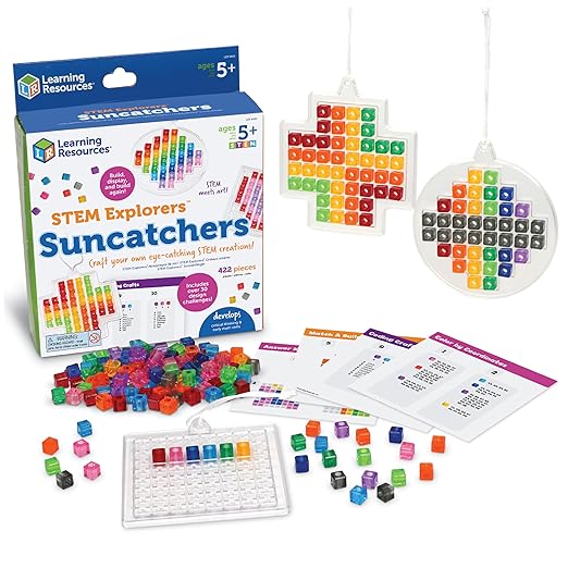 Learning Resources STEM Explorers Suncatchers - STEM Building Art Crafts, Creative Educational Toys for Boys and Girls, Art for Kids Ages 5+, Arts and Crafts Set, STEAM Activities