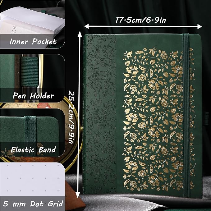 TIEFOSSI B5 Dot Journals for Women Men, 160 GSM Thick Paper, 150 Numbered Pages, 5 * 5MM Dot Grid, Dotted Notebooks for Planner Organization