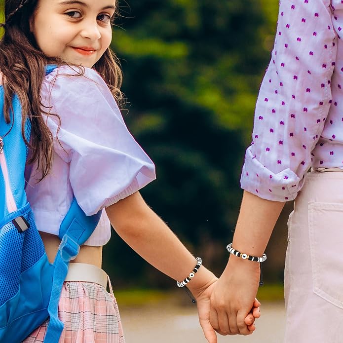 Back to School Supplies, First Day of Kindergarten Bracelet, Back to School Bracelet Mommy and Me, Prek Matching Wish Bracelets Set, Adjustable Bracelet for Boys Girls Gifts Stuff Bulk
