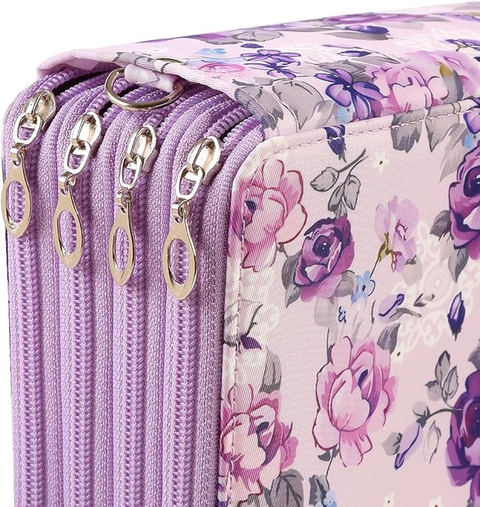 Portable Colored 200 Slots Pencil case Organizer with Printing Pattern for Watercolor Pens or Markers, Pencil Case Organizer for Artist