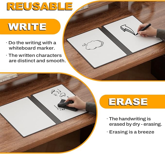 Small Dry Erase Board,12" x 9" Portable Dry Erase White Board,Double-Sided Folding Whiteboard with Pen(Blue)