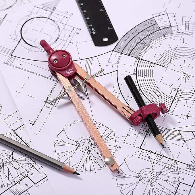Mr. Pen- Compass for Geometry, Rose Gold, Compass with Pencil, Drawing Compass Drawing Tool, Math Compass, Drafting Tools, Drawing Tools, Geometry Compass, Circle Drawing Tool, Geometry Set