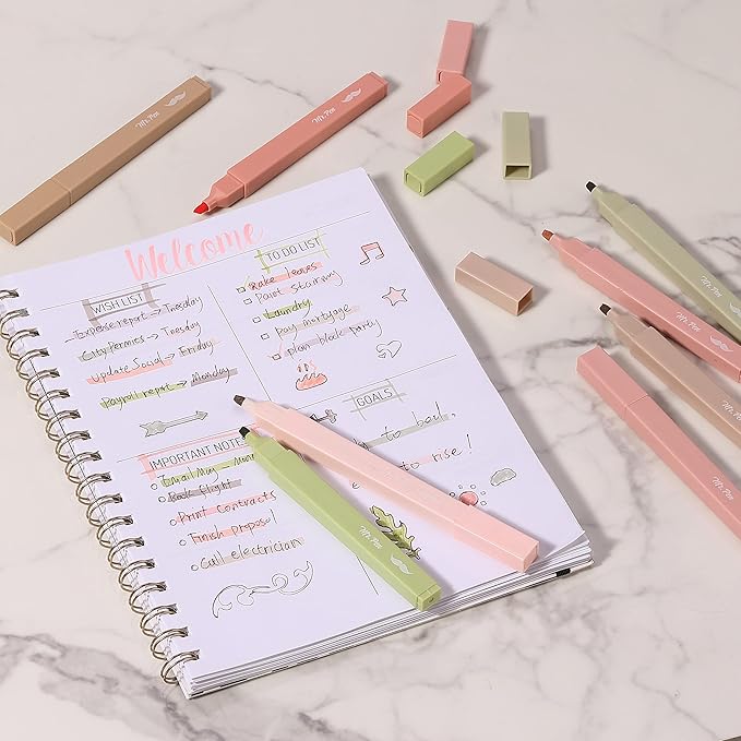 Mr. Pen- Aesthetic Highlighters No Bleed, 8 Pack, Boho Colors, Chisel Tip, Cute Highlighters Assorted Colors for Journaling, Highlighting, Underlining, Fast Dry, Back to School Supplies