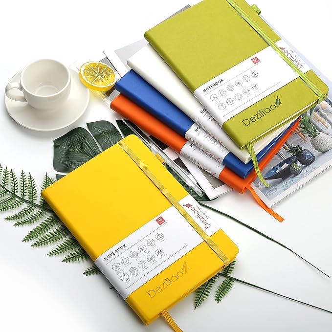 Lined Journal Notebooks with Pen Loop, Hardcover Notebook Journal for Work, 100Gsm Premium Thick Paper with Inner Pocket, Medium 5.7''''x8.4'''', ?Yellow, Ruled, 1 Pack