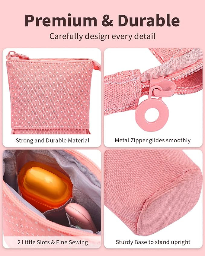 Sooez Standing Pencil Case, Cute Stand up Pencil Pouch, Telescopic Pen Pouch, Portable Pencil Holder, Kawaii Stand up Pencil Case, Spacious Pencil Pouch Bag for School Office Supplies, Pink