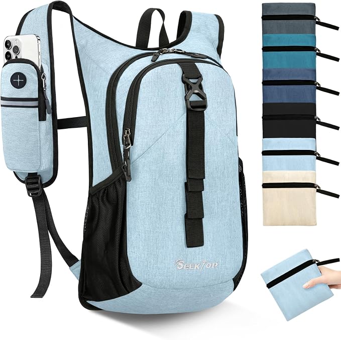 Seektop 15L Small Hiking Backpack for Women Men, Lightweight Hiking Daypack | Water Resistant, Foldable Packable Back Pack with Phone Pocket for Travel Camping Outdoor