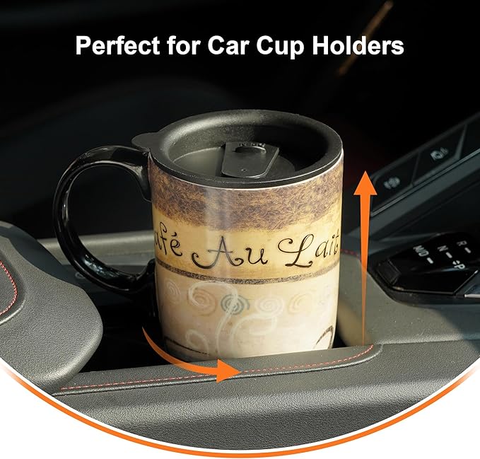 Topadorn 2-Pack 17oz Ceramic Travel Coffee Mugs with Lids & Handles, Floral Vintage Coffee Cups, Microwave & Dishwasher Safe, Gift Box Set