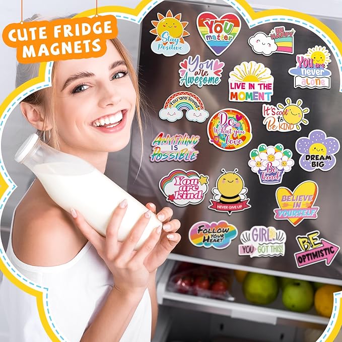Sinmoe 24 Pieces Inspirational Fridge Magnets for Girls Bible Verse Locker Magnets for Girls Cute Motivational Quotes Refrigerator Decorations for School Classroom Whiteboard Office(Cute Style)