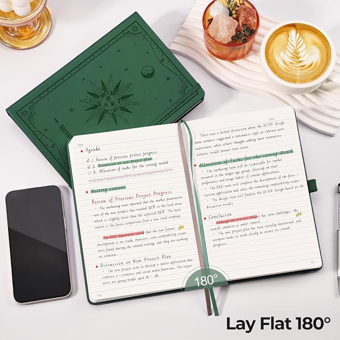 EMSHOI Lined Journal Notebook, 320 Numbered Pages, A5 Size (5.7'' x 8.3'')
