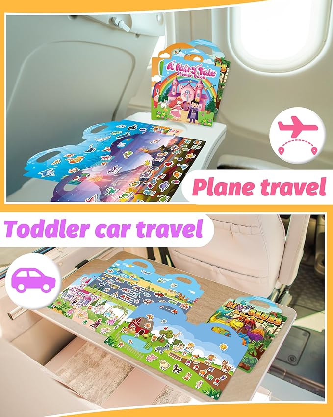 Walenced Reusable Sticker Book for Toddlers, Travel Stickers for Kids, Toddler Craft Activities Toys, Birthday Gifts for Boys & Girls