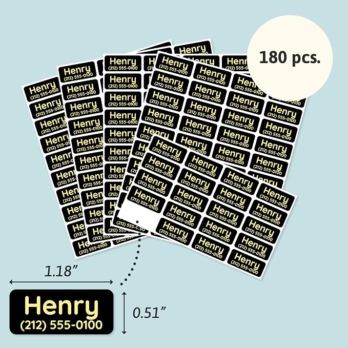 TeddyLabels - Clothing Labels for Nursing Home (180) – Self-Adhesive Name Tags for Clothes and Personal Items. Personalized Labels for Daycare, Nursing Homes, and Laundry Use - Black