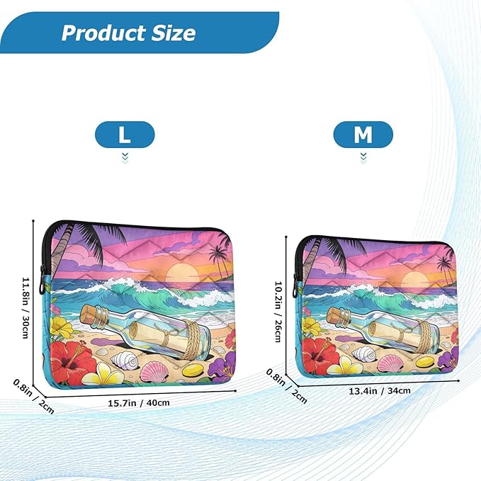 Laptop Sleeve Case with Drift Bottle, Padded Protective Computer Sleeve Bag for 13-16 Inch Laptops, Lightweight Waterproof Notebook Pouch for Men and Women (13.4x10.2inch)