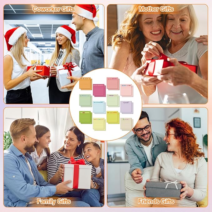 Yinder 24 Pcs Inspirational Sticky Notes Cute Motivational Sticky Notes Pad End of Year Employee Appreciation Gifts Bulk for Teacher Nurse Coworkers Office Supplies 3 x 3'' (Appreciation,Macaroon)