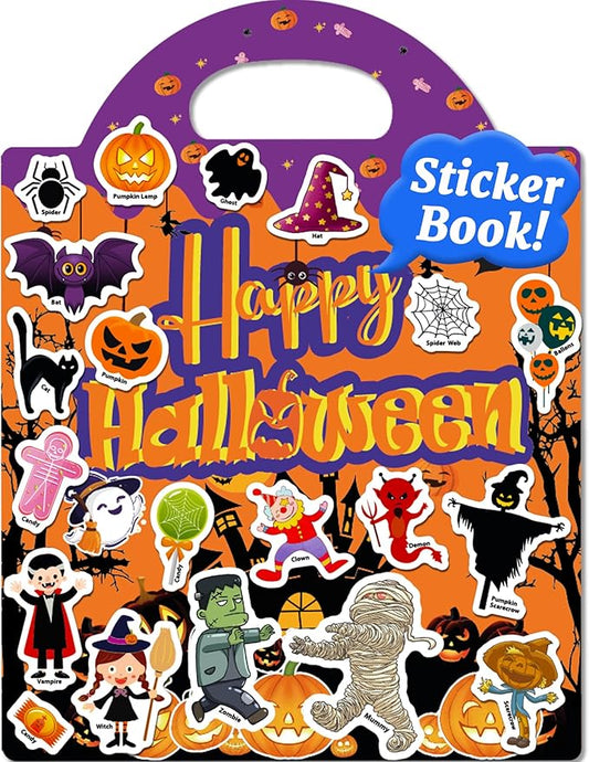 Benresive Reusable Sticker Book for Toddlers, Travel Stickers for Kids, Toddler Crafts Activities Toys, Birthday Gifts for Boys & Girls - Halloween