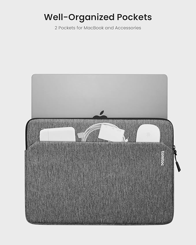tomtoc Slim Laptop Sleeve for 15-inch 2026 New MacBook Air M5/A3448, M4/A3241, M3/M2, 15 Inch Microsoft Surface Laptop AI PC/7/6, Dell XPS 15 Plus, Recycled Water-Resistant Protective Case Bag