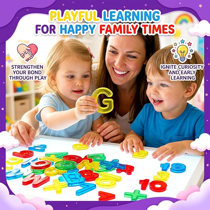 67 Pcs Plastic Practice Set Transparent Letters and Numbers Include Uppercase Letters Lowercase Letters and Numbers Colorful Plastic Letters and Numbers for Kids Counting and Spelling, Ages 3+