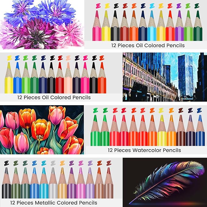 100 Art Supplies Drawing Kit Pro Drawing Supplies Set has 3-Color Sketchbook Coloring book Graphite Colored Charcoal Watercolor Pencils Drawing Set Gifts Case for Artists Adults Family