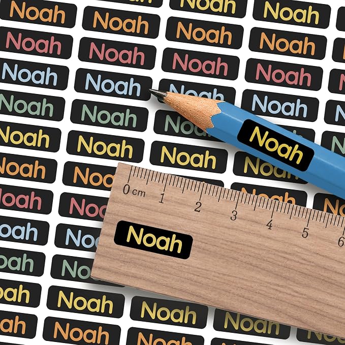 Small Custom Name Labels for Kids (245 Stickers) - Personalized & Waterproof Labels for School Supplies, Daycare, Sleepaway Camp & Clothing Tags - Neon