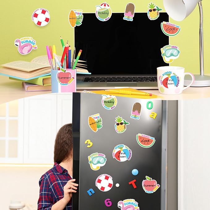Xqumoi 30 Pack Summer End of the Year Sticky Notes - Graduation Gift Pool Beach Self Sticky Notepads Student Graduation Holiday Writing Memo Pads for School Class Office Party Supplies
