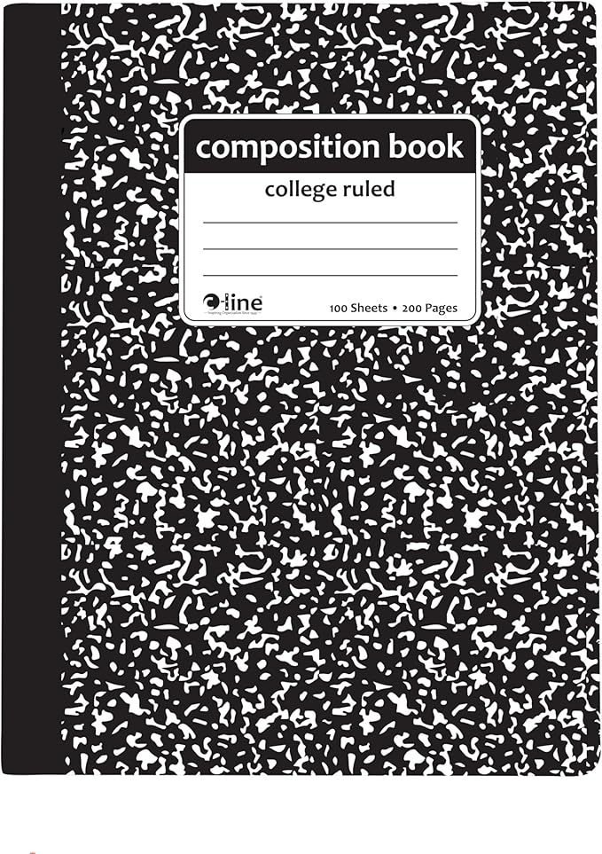 C-Line Composition Notebook, College Ruled, 1 Notebook, Black Marble (22022)