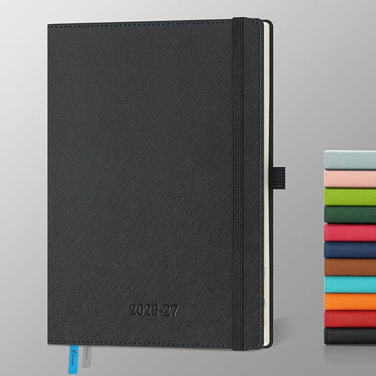 Weekly Monthly 2026-2027 Planner (July 26-Dec 27),8.5"x6.5",18 Months Agenda Plan with Month Tabs & Pocket,Expenses/Note Pages, Academic Calendar with Vegan Leather Cover,Black