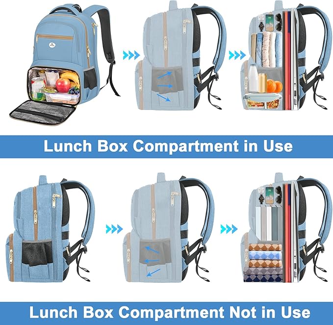 MATEIN Lunch Backpack for Women, 17 Inch Modern Insulated Work Backpack with Laptop Compartment, Water Resistant Stylish Preppy Meal Prep Bag with Cooler Lunch Box for Work Office Commute College Trip