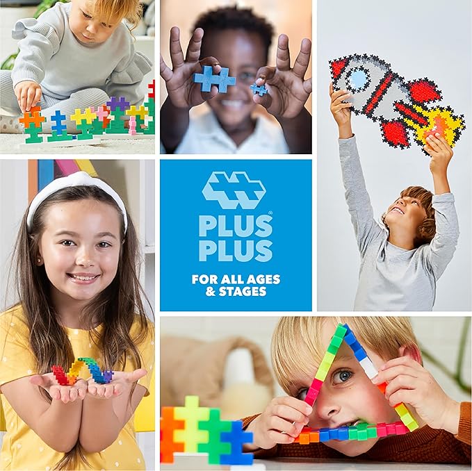 PLUS PLUS 240 Piece Pastel Mix Tube - Mini Interlocking Building Blocks Set, Stem Toys for Kids - Sensory Bin Fillers/Math Manipulatives Classroom Must Haves Gifts for Boys & Girls