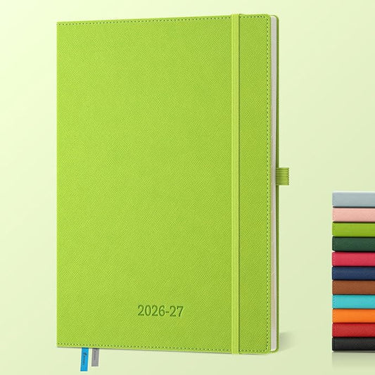 Weekly Monthly 2026-2027 Planner (July 26-Dec 27),11.5"x8.5",18 Months Agenda Plan with Month Tabs & Pocket,Expenses/Note Pages, Academic Calendar with Vegan Leather Cover,Wasabi Green