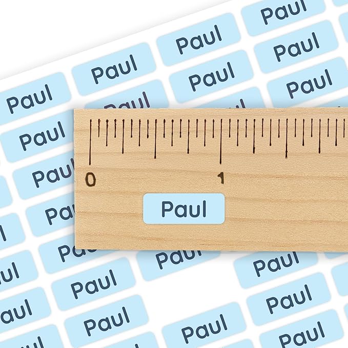Mini Name Labels (175) - Custom Personalized Name Labels for Labeling Tiny Items, Washer and Dryer-Safe Waterproof Labels for Daycare, Preschool, and School - Light Blue
