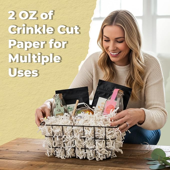 MagicWater Scented Crinkle Cut Paper - 2 oz - Vanilla - Perfect for Shredded Paper Filler, Basket Filler, Gift Boxes, Bridesmaid Gifts, Christmas Stuffers & More – For All Occasions